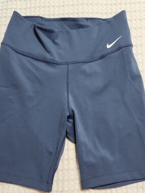 Nike Navy Blue High-Waist Athletic Bike Shorts